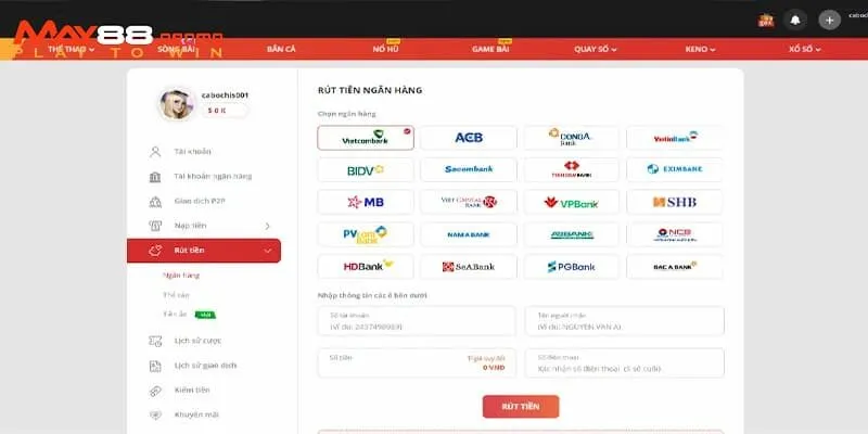 Người chơi cần tham khảo các cách Rút tiền May88 qua ngân hàng để thực hiện hiệu quả